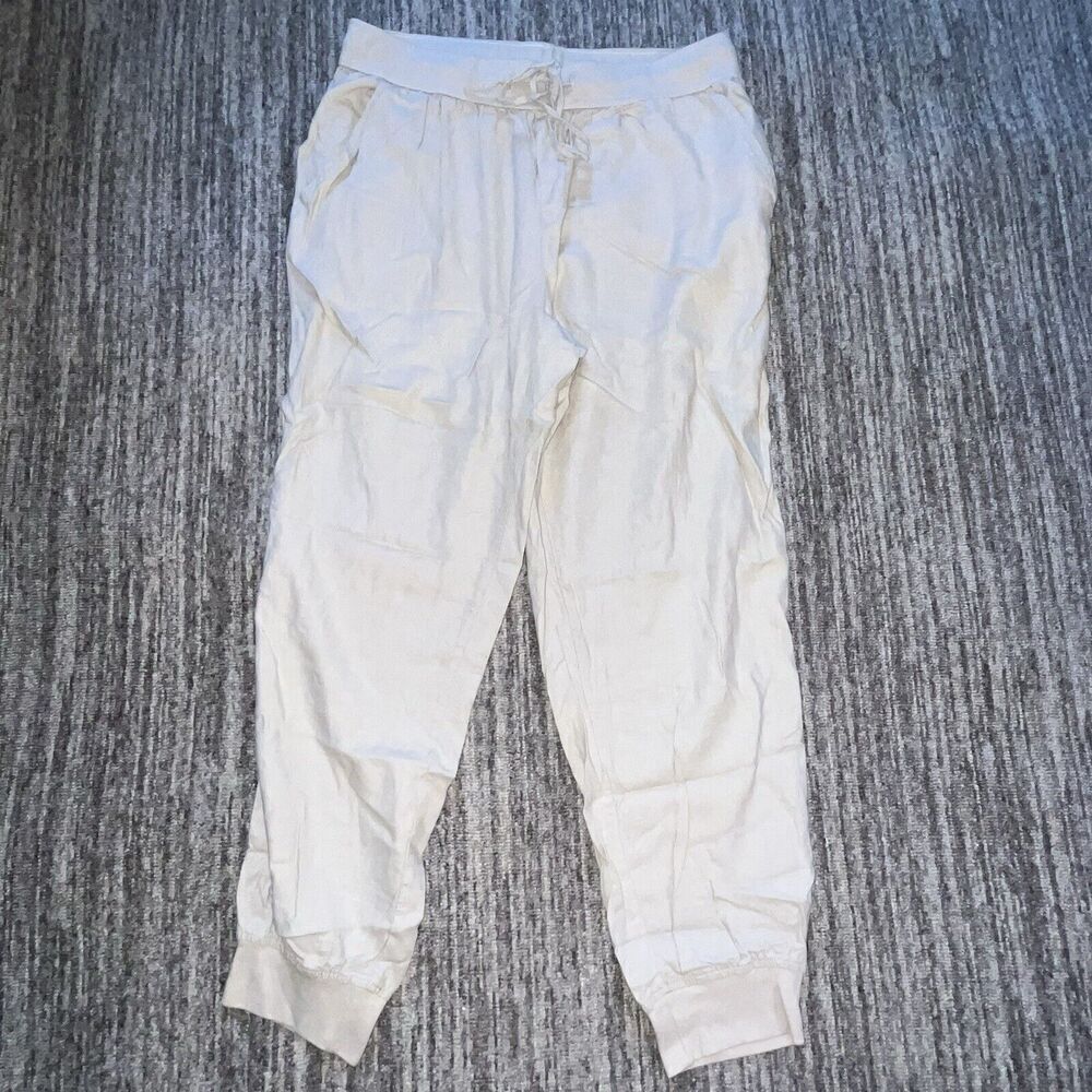 Cato Women's Linen Blend Joggers Size 14/16‎ W Tan Pull On Drawstring High Rise